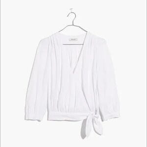 Madewell White Tie-Front Blouse